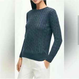 Brooks Brothers cable knit, chunky boatneck sweater with 3/4 sleeves size XL